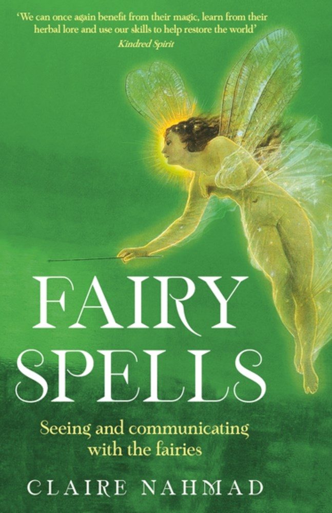 green fairy with.a wand over a green blurred background
