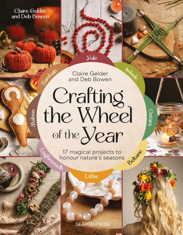 Eight photos of different crafts around a central wheel reflecting pagan holidays 