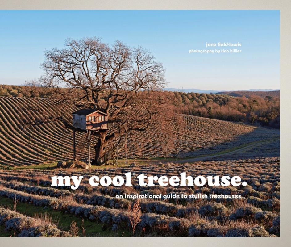 Cover showing a tree with a small treehouse  in a plowed farm field on gently rolling hills