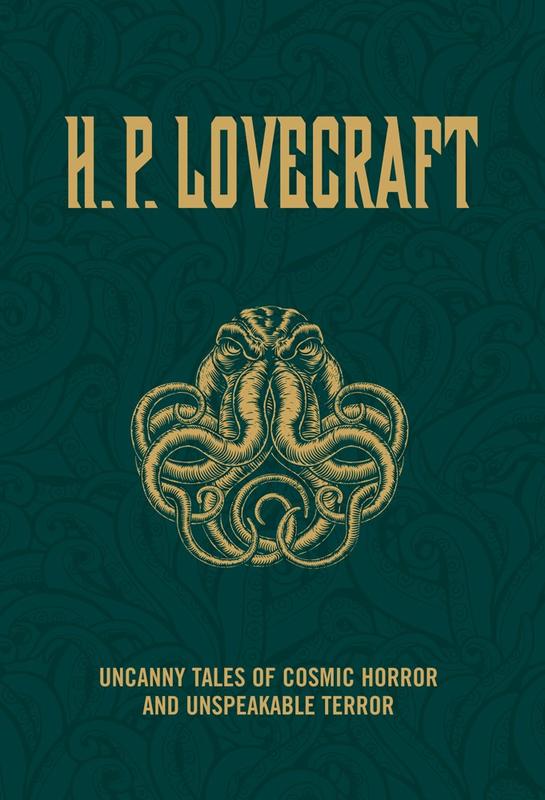 A dark green cover with a gold illustration of Cthulhu's face in the center.