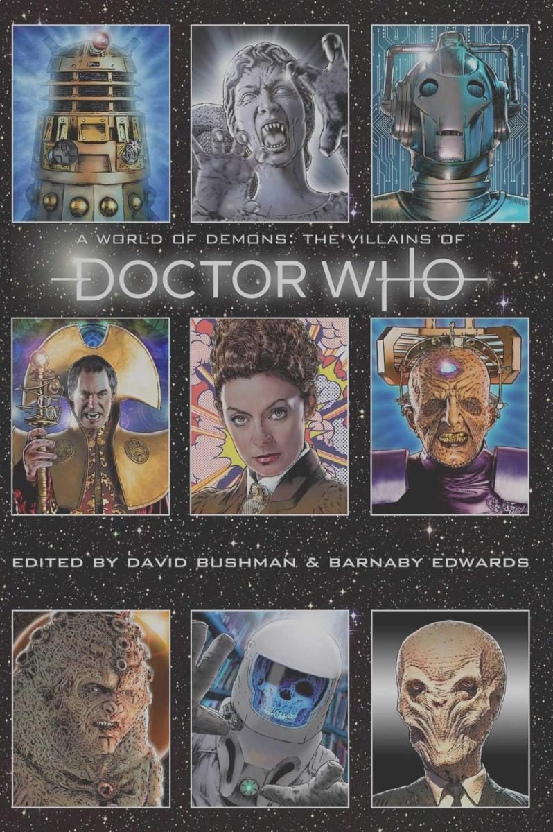 collage of dr. who villains with white text and black cover