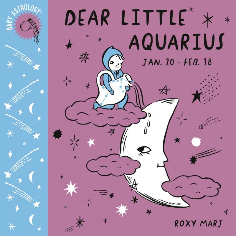Cover with drawing of baby with the constellation Aquarius
