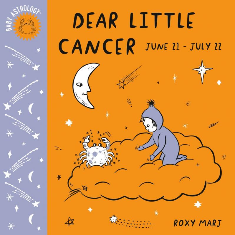 Cover with drawing of baby and the constellation Cancer