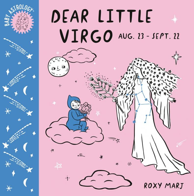 Cover with drawing of a baby and the constellation Virgo