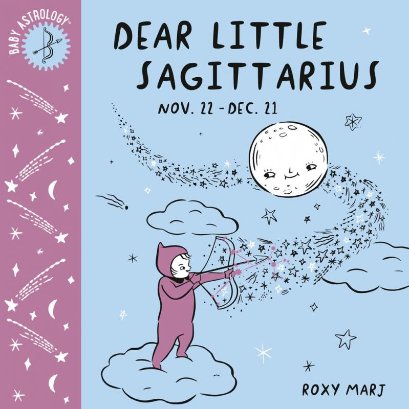 Cover with drawing of a toddler as Sagittarius