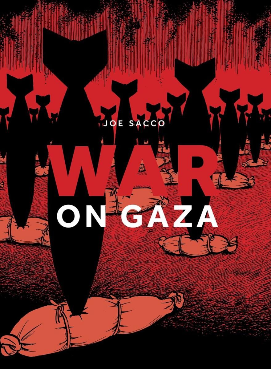 red and black cover with illustration of bombs and body bags