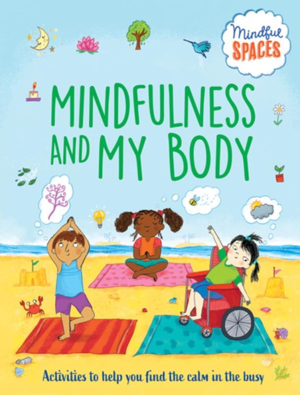 illustration of kids at the beach together with bold green text