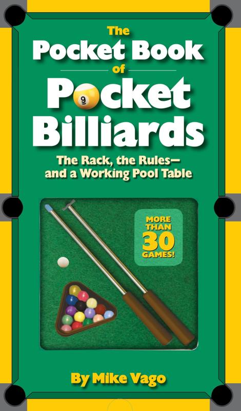 Green package cover featuring two mini pool cues and tiny pool balls