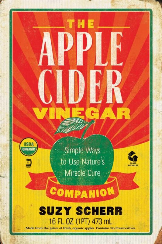 Graphic design to look as if it's a label for an apple cider vinegar bottle.