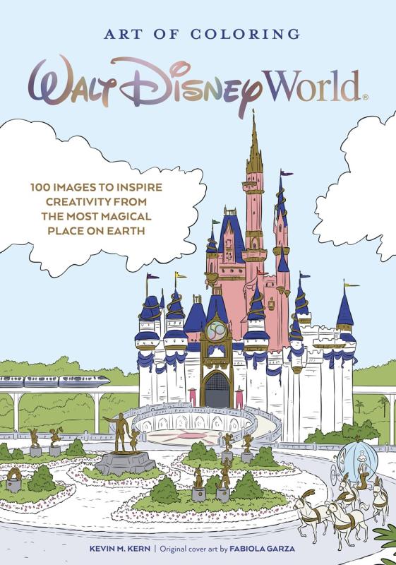 Partially colored in scene of a Disney World castle