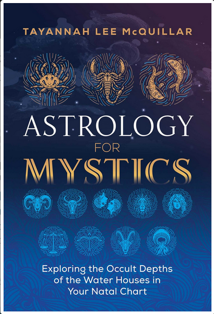 Dark blue gradient cover with circle images of the twelve western astrological signs. Text is yellow and white.