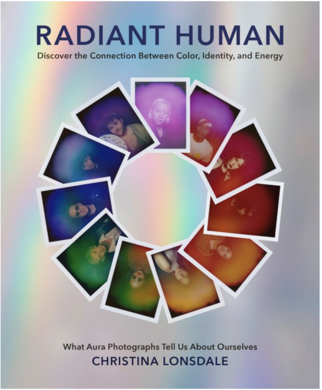 Polaroids of people's auras in a rainbow circle pattern