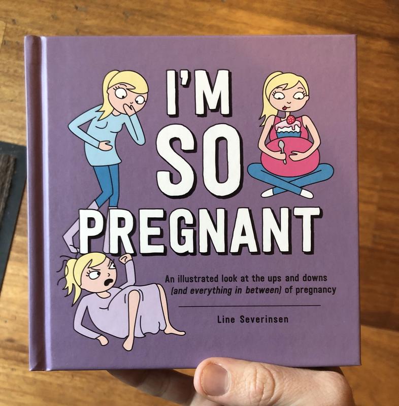 cartoon drawings of an uncomfortable pregnant person