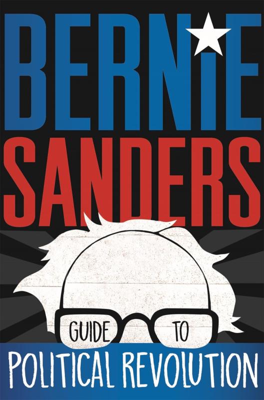 Black cover with illustration of the top of Bernie Sanders' head.