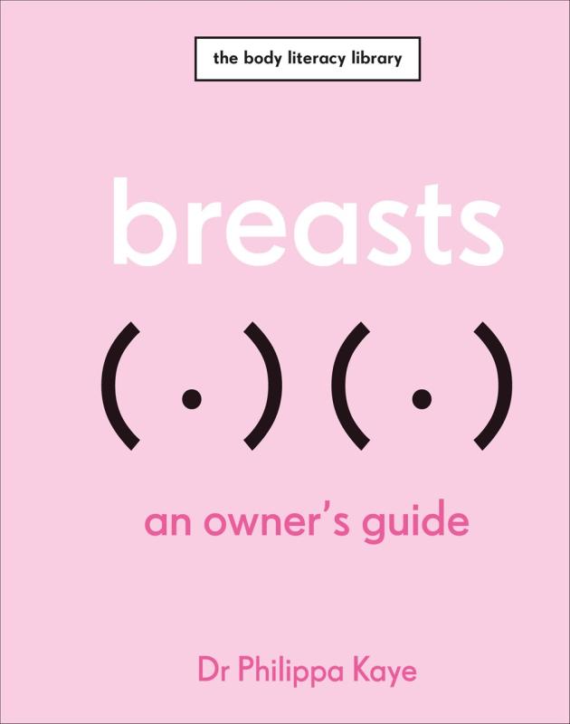Parentheses with periods in the center resembling a pair of breasts, over a pink background