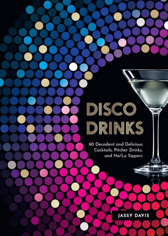 color dots around an offset black circle with the title and a martini glass