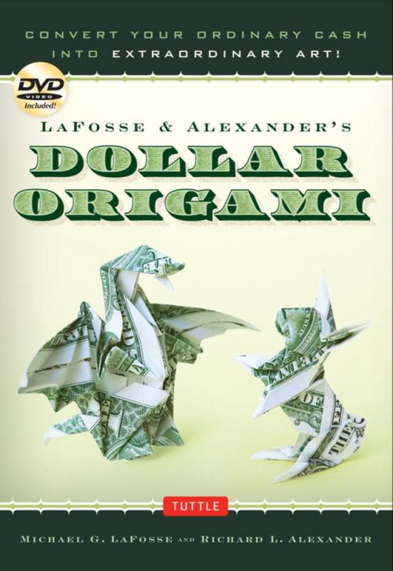 Cover with dollar bills folded into origami 