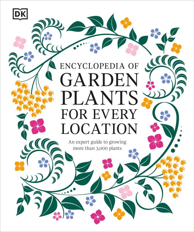 Flowery, simple, almost neoarabesque plant patterning around the info text over white