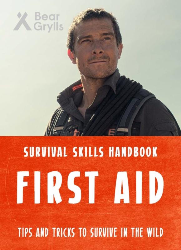 Bear Grylls looking off heroically above red and white text