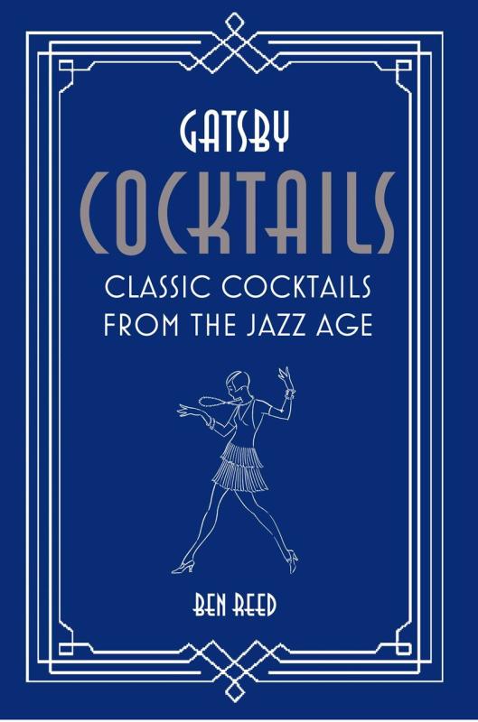 Line art flapper in the center with white art deco line bordering over a navy blue background 
