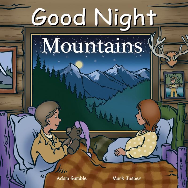 Cover featuring children in a cabin looking out over the mountains at bedtime