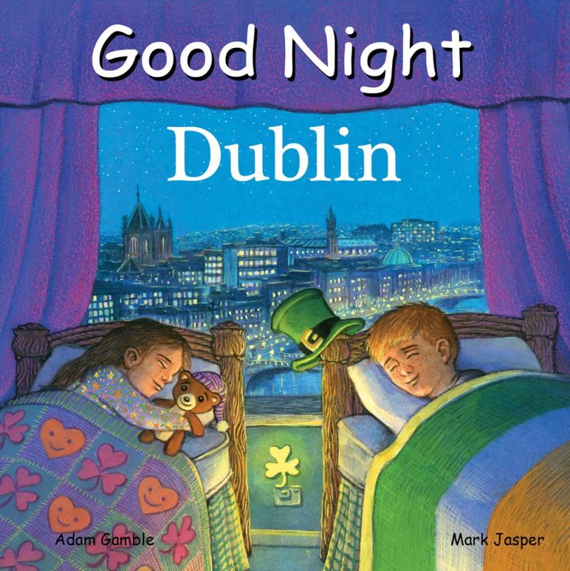 Cover with image of two kids asleep in front of a Dublin cityscape