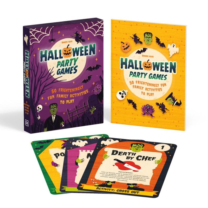 sample box and book with three cards over white