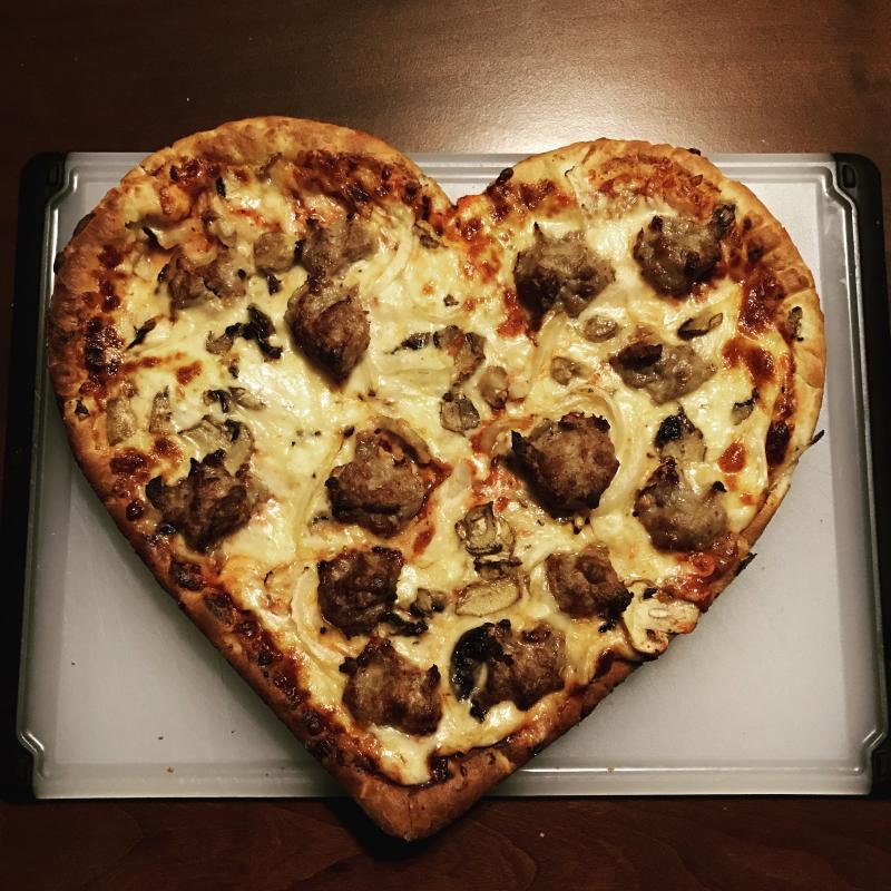 heart-shaped pizza by Godzilla8bit