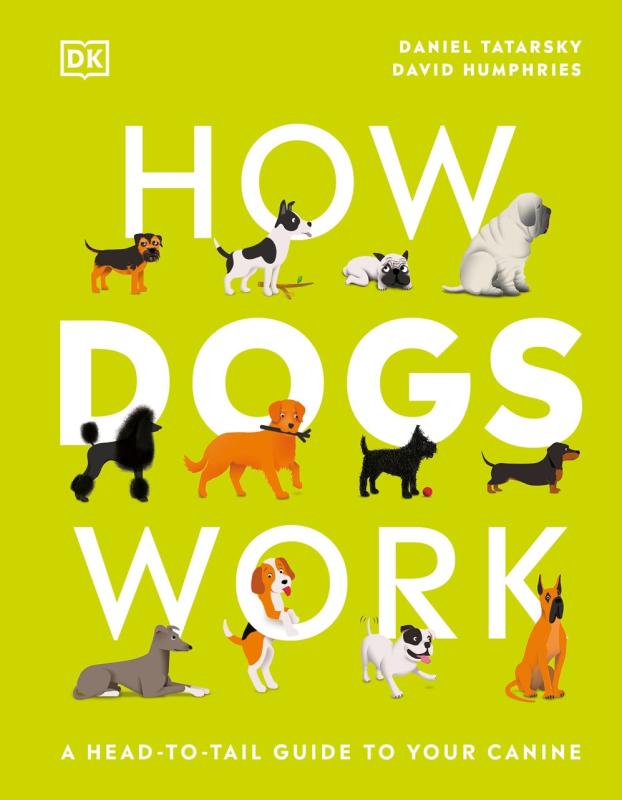 different dogs around the text, white over green