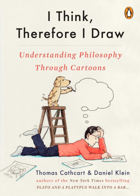 Cover with drawing of a man lying down and drawing while a dog draws a thought bubble over him.