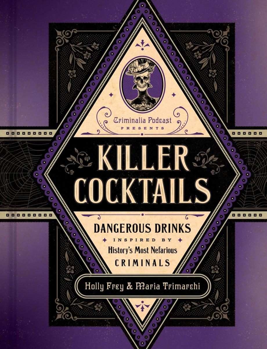 diamond over a square in purple and black with the diamond being beige containing a skull at the top
