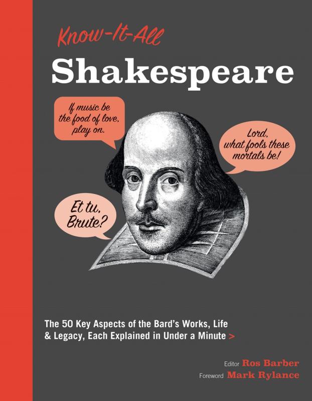 The bard's head with text bubbles over grey