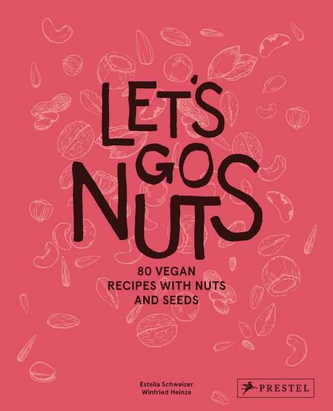 Beige-red cover withe black lettering, with line drawings of nuts in the background