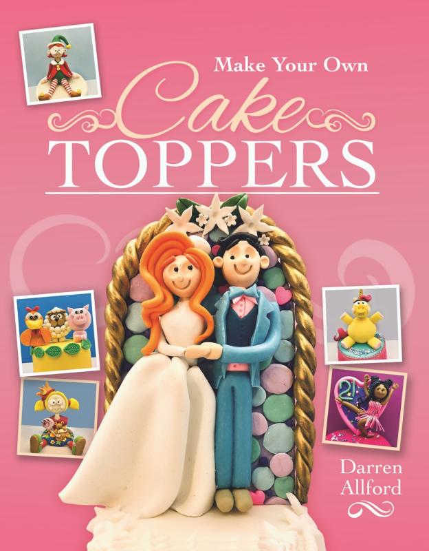 Figure of a wedding cake topper around other pictures of toppers