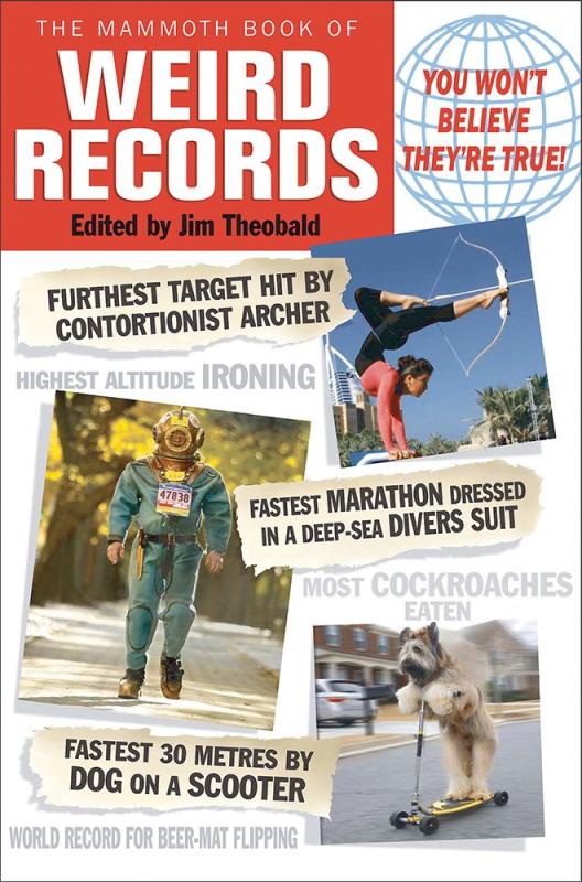 skeuomorphic text on paper in a headlines, with three photos a foot archer, a diver walking, and a dog on a scooter