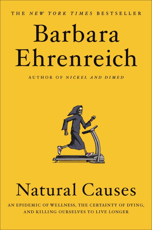 Yellow cover with image of a grim reaper running on a treadmill