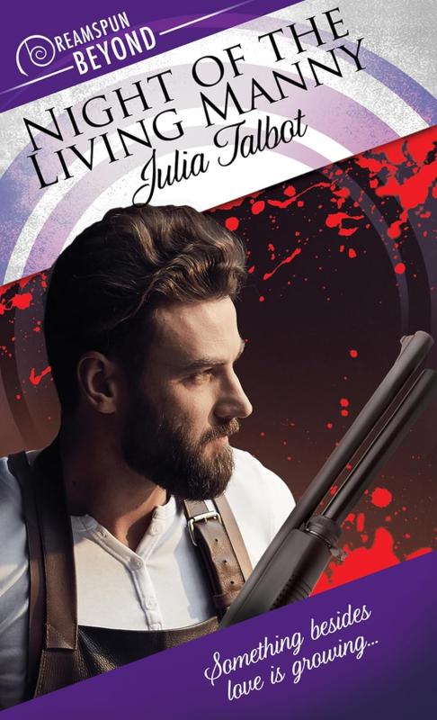 man with a shotgun surrounded by blood spatter