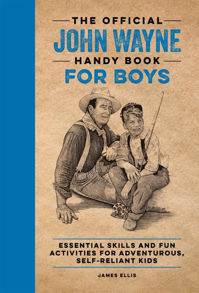 distressed old timey image reminiscent of a poster of a man with his kid with a fishing rod. blue spine