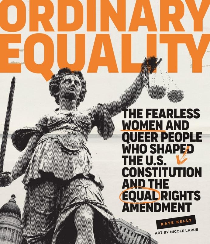 orange title with photo of a Justice statue