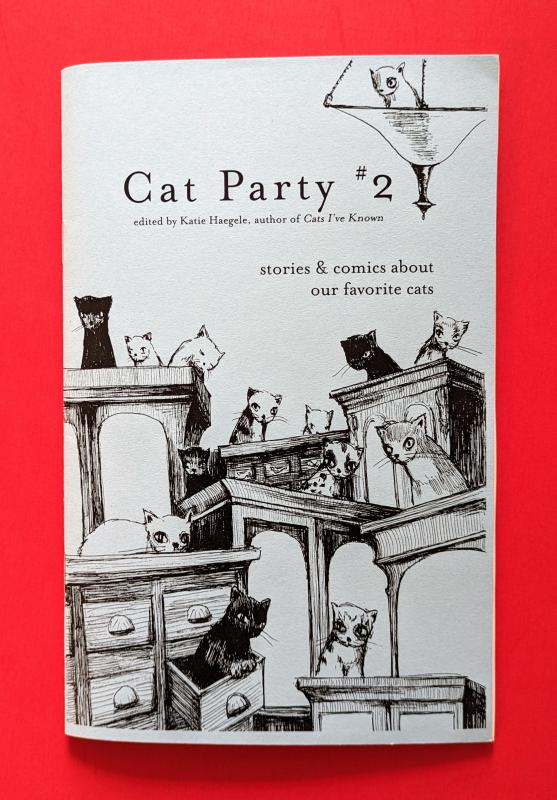 Cover of Cat Party #2, which features a lot of cats on various tables and in drawers in those tables