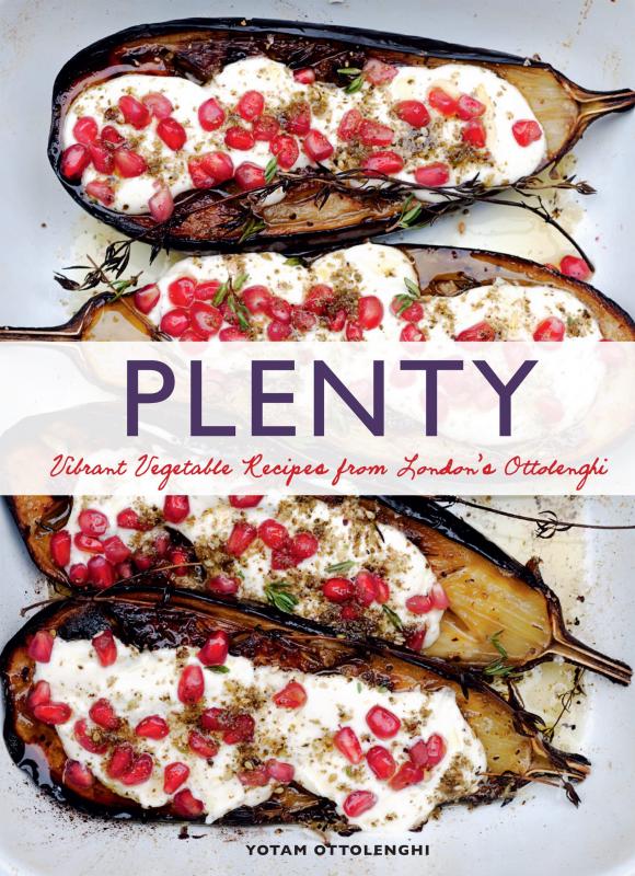 Cover with photograph of a roasted eggplant dish