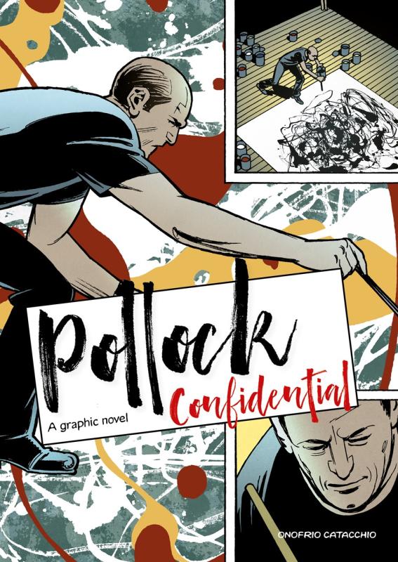 three different comic panels of an artist working fervently on a piece