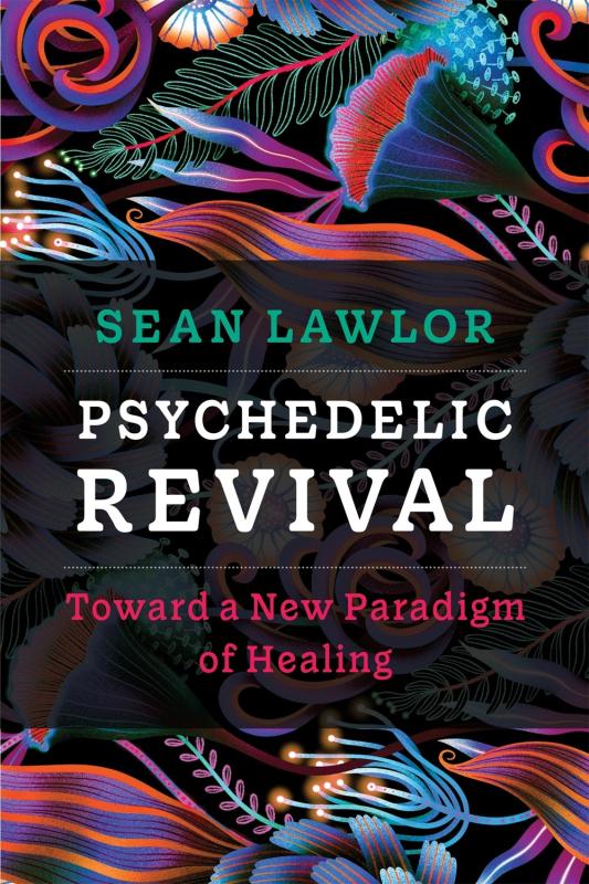 psychedelic images of plants with an opaque black banner containing the info text