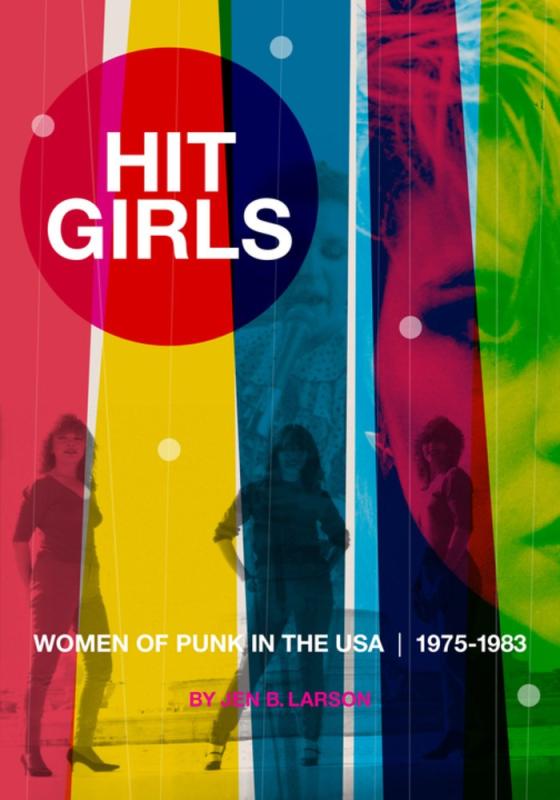a brightly striped cover with punk women in the background
