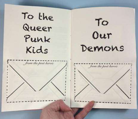 envelopes inside a zine
