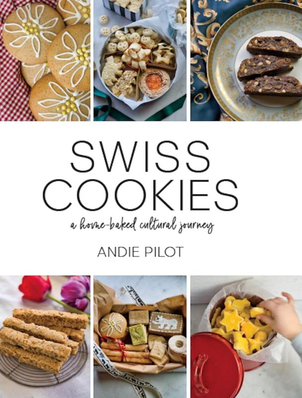 Book cover featuring six photographs of different Swiss cookies.