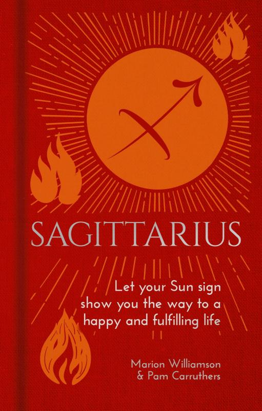 red cover with a Sagittarius symbol