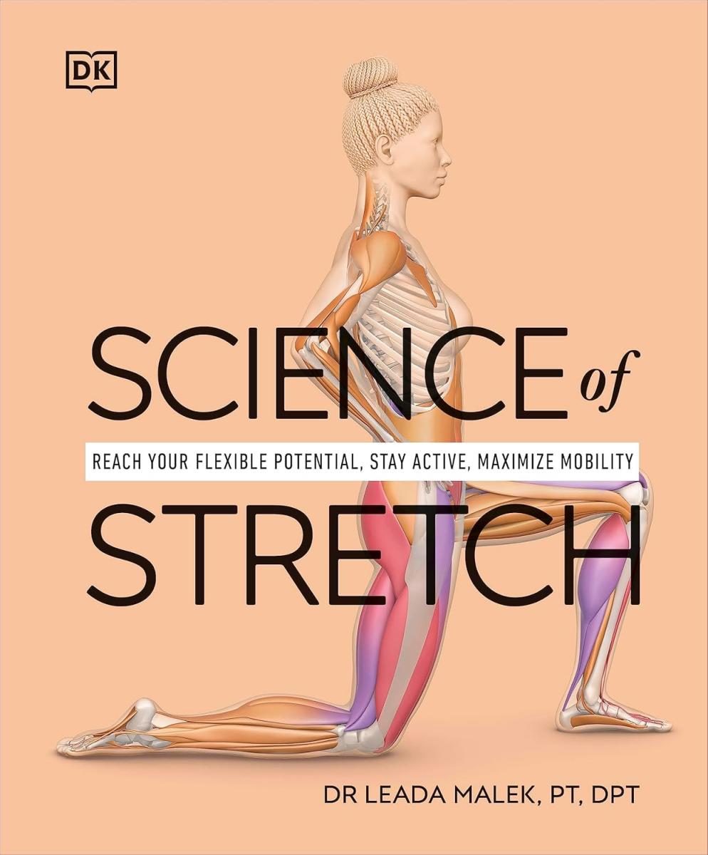 figure of a person at the muscular level performing a pose over peach background