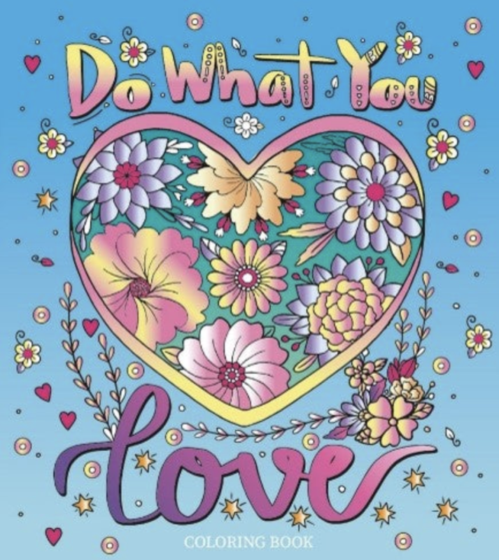 blue cover with illustration of hearts and flowers