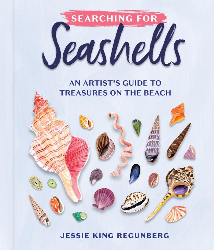 many seashells over a light blue background